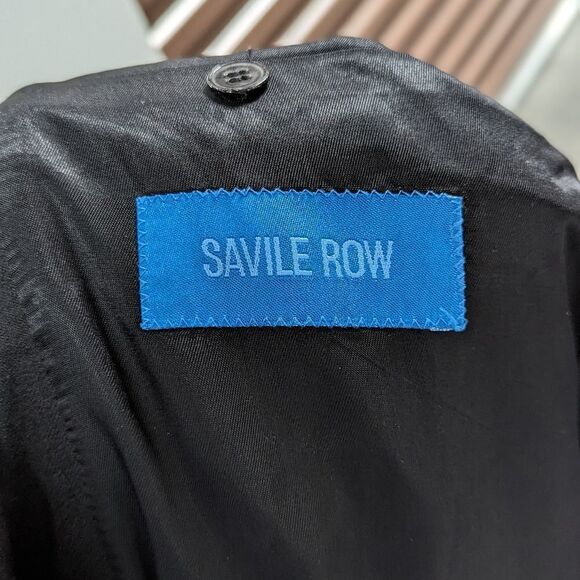 Savile Row Size 42R Macy's Men's Store Black 100% Wool Two Button Blazer - Picture 9 of 11